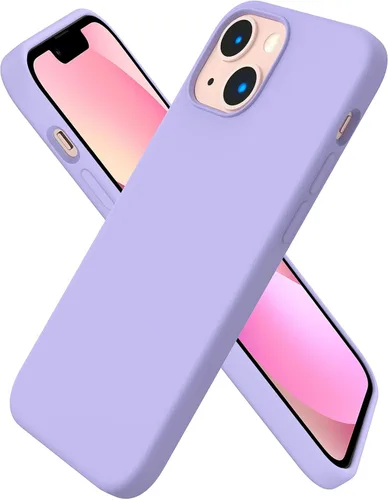 Vista 9 de ORNARTO - Funda compatible con iPhone 13 Mini, goma de gel suave de 3 capas de silicona líquida delgada con microfibra, 13,7 cm, azul