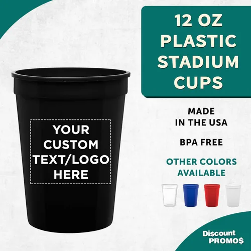 Vista 2 de Vasos de plástico desechables personalizados de 12 onzas. Juego de 10/50/100, paquete personalizado a granel, perfecto para verano, eventos