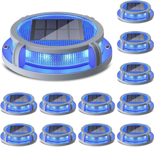 Vista 9 de Siedinlar Luces solares de cubierta para exteriores, 2 modos, 16 LED, marcadores de entrada, luz de muelle, alimentada por energía solar