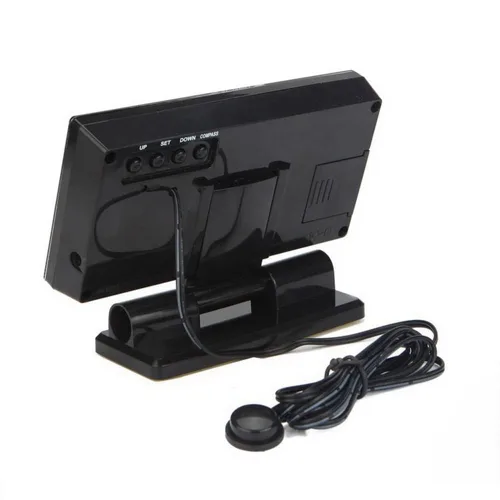 Vista 5 de Termómetro digital para coche negro con retroiluminación azul brújula reloj con LCD grande 3.9 pulgadas