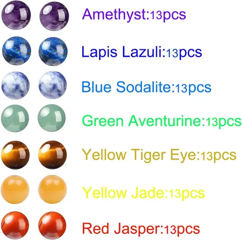 Vista 2 de HAAMIIQII 4mm Cuentas de piedra natural pulida redondas de 7 chakras mixtos, cuentas sueltas de gemas para hacer joyas, 38 cm (90 piezas)