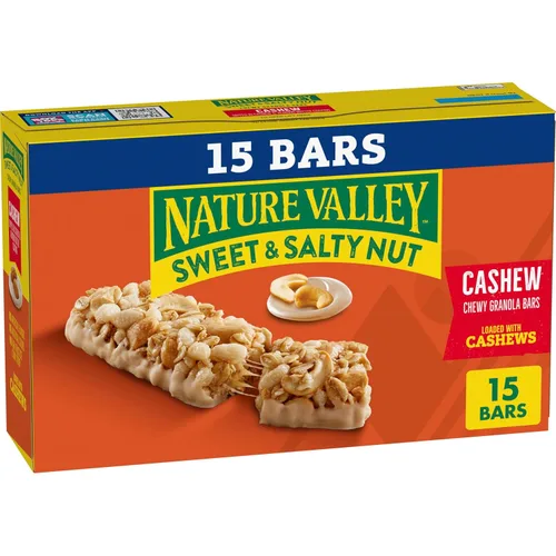 Nature Valley Barras de granola de nueces dulces y saladas, anacardo, 15 barras, 18 onzas