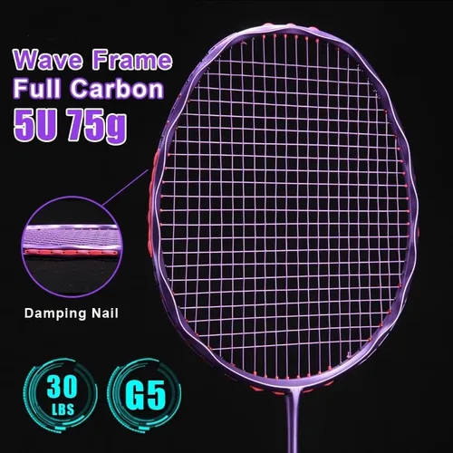 Vista 3 de QDLZLG 5U 75g 30Lbs Full Carbon Fibre Twist Frame Badminton Racket with Free Tied
