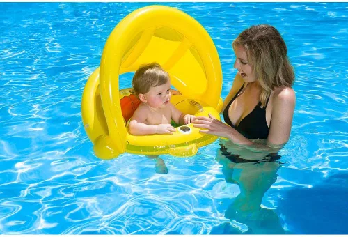 Vista 3 de Poolmaster 81542 Flotador de piscina para aprender a nadar con protección solar, oso