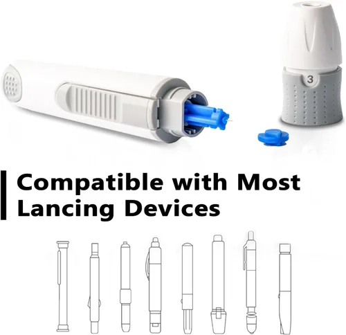 Vista 3 de CareLiving Lancetas para diabetes – Lancetas diabéticas de calibre 30 para pruebas de sangre y glucosa – Se adapta a la mayoría de dispositivos