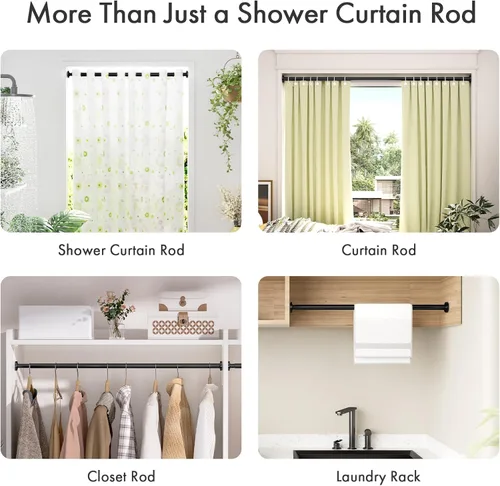 Vista 7 de AmazerBath Barra de cortina de ducha de tensión de resorte, 31-46.5 pulgadas, barra de ducha resistente a prueba de óxido, barra de tensión de ducha