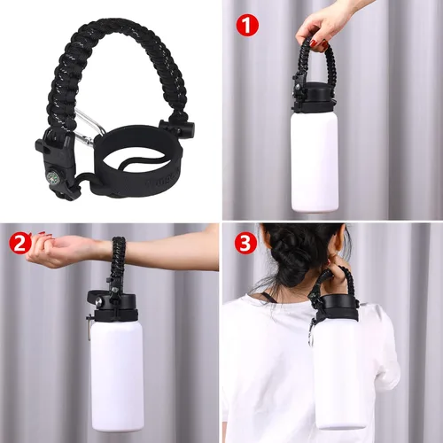 Vista 3 de 2.0 Paracord Handle Compatible with Hydro Flask 2.0 Wide Mouth Water Bottle 12 oz 16 oz 18 oz 20 oz 32 oz 40 oz 64 oz，Perfect for Daily Walking
