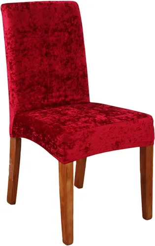 Vista 19 de Dining Room Chair Covers Set 2 4 6 8 Velvet Plush Stretch Parson Chair Slipcovers Removable Washable Chair Protector Banquet Hotel Party -Black-2 PCS