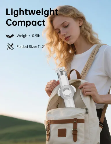 Vista 8 de 70" Magnetic Tripod for iPhone Magsafe, Extendable Selfie Stick Tripod Blanco
