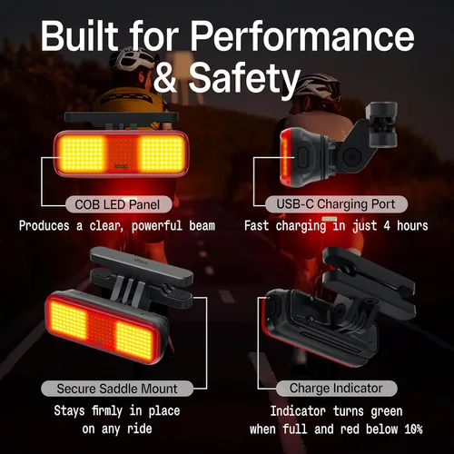 Vista 3 de Knog Blinder Link - Luz trasera de 100 lúmenes, 50 horas de funcionamiento, indicador de batería baja, potente luz para bicicleta