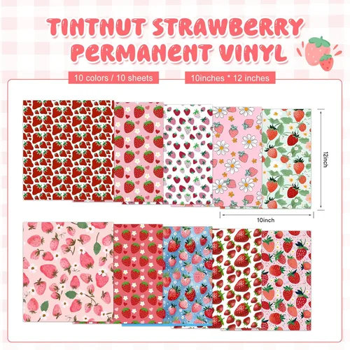 Vista 10 de Tintnut Candy Boho - Vinilo adhesivo permanente, 12 hojas, 12 x 10 pulgadas, patrón de dulces y flores, vinilo autoadhesivo para manualidades