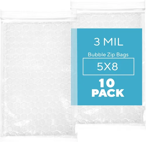Vista 25 de GPI, 10 unidades, bolsas con cremallera recerrable de burbujas de 3"x3", 3 mil de grosor, resellables, reutilizables, bolsas de envoltura acolchada
