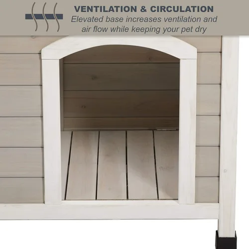 Vista 6 de MidWest Homes for Pets Eilio - Casa plegable de madera para perros, no requiere herramientas para el montaje, casa para perros ideal para razas