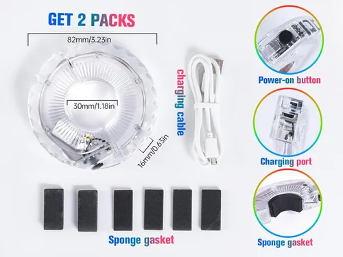 Vista 7 de Luces de rueda de bicicleta, luces de rueda de bicicleta para conducción nocturna, luz de radios de bicicleta con visibilidad de 360°, detección