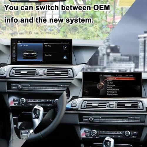 Vista 3 de PEMP Pantalla Linux ultrafina de 12,3 pulgadas para BMW Serie 5 F10 F11 NBT, compatible con iOS 26 CarPlay Retrofit Android Auto Mirror Link Car