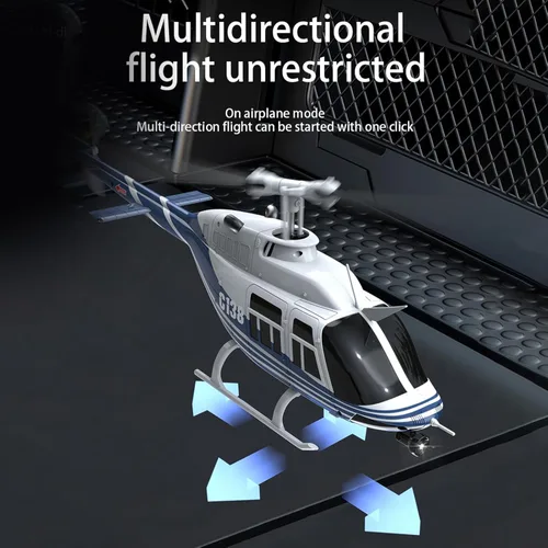 Vista 8 de Helicóptero de control remoto Authticar C138, helicóptero Bell206 2.4GHz 4CH de una sola hélice Aileron RC Avión con un clic para despegar