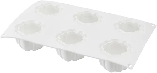 Vista 10 de Restaurantware - Molde para pastel de calabaza de 6 cavidades de Pastel, 1 molde de calabaza 3D listo para horno - Molde de silicona blanca