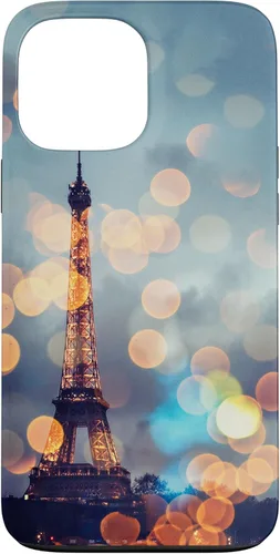 Vista 22 de iPhone 15 Torre Eiffel escénica París Francia por la noche Bokeh Majestic Case