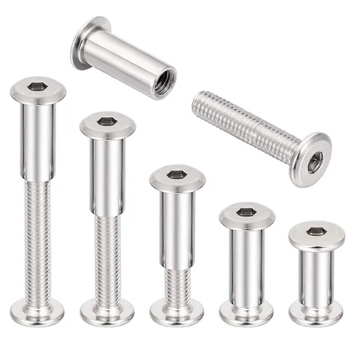 Vista 5 de 100 Juego de Tornillos M6 para Encuadernación con Cabeza Hueca y Remachadores de Soporte - Pernos de Conexión Hexagonales de Acero Inoxidable 304