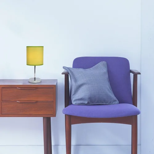 Vista 4 de Simple Designs LT2007-GRN - Mini lámpara de mesa básica cromada con pantalla de tela, verde