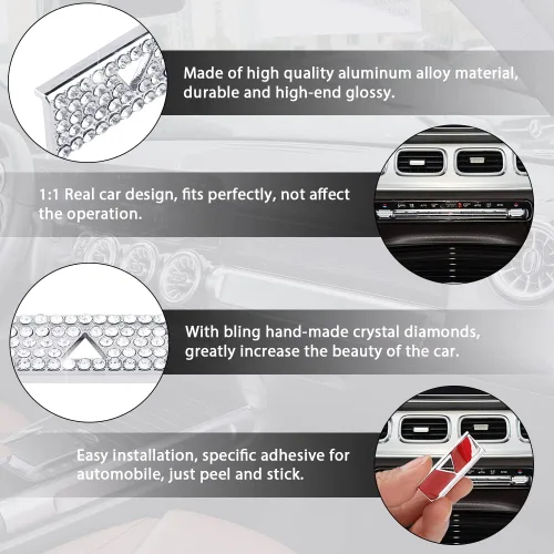 Vista 2 de CARFIB Para Mercedes Benz Accesorios Bling Car Bling Cubierta de botón de CA compatible con Clase A, CLA GLA GLB GLE GLS 2023 2022 2021, tapas