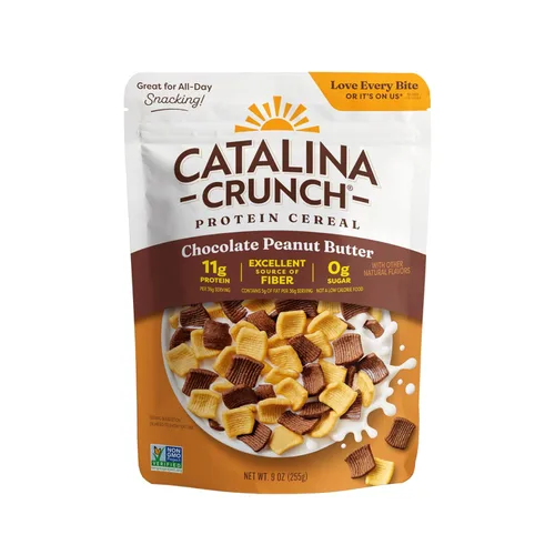 Catalina Crunch Cereal de Proteína - Cereal de Desayuno Sin Azúcar con 11g de Proteína - Sin Gluten, Apto para Dietas Cetogénicas - Chocolate Maní