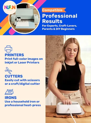 Vista 4 de Papel de transferencia de calor para telas oscuras, impresión por inyección de tinta, 8.5 x 11 pulgadas de NuFun