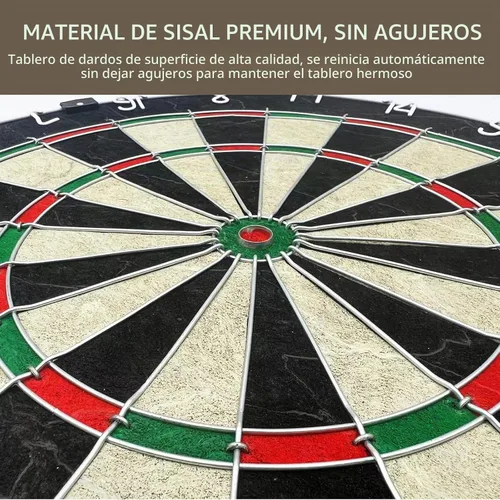 Vista 6 de Juego de tablero de dardos Pennpliy con cerdas, tablero de dardos profesional de 45,7 cm con 6 dardos de 18 g para exterior, tablero de dardos
