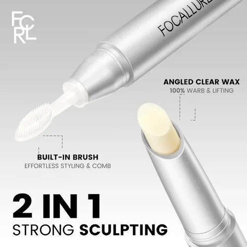 Vista 5 de FOCALLURE Cera profesional para cejas con cepillo, cera de fijación fuerte, gel transparente para cejas, efecto de laminación de cejas de larga