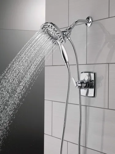 Vista 3 de Delta Faucet Ashlyn serie 17 - Kit de ducha de 2 funciones con 2 vueltas, 2 en 1, cabezal de ducha de mano con manguera, T17264-I