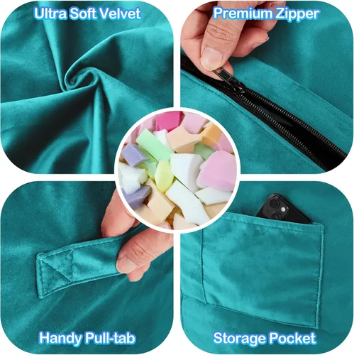 Vista 222 de de 3 pies con relleno de espuma viscoelástica, puf grandes, sofá suave con funda de terciopelo holandés, 36 x 36 x 24 pulgadas (morado)