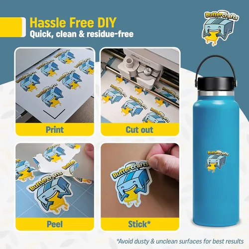 Vista 5 de Papel adhesivo de vinilo transparente imprimible, impermeable, 25 hojas de 8.5 x 11 pulgadas, impresora de inyección de tinta (Epson), papel