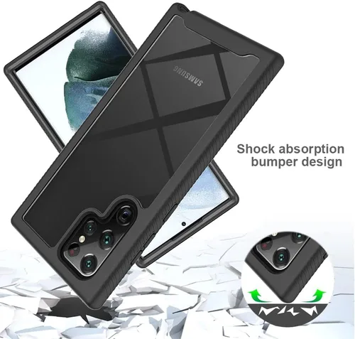 Vista 6 de Asuwish Funda para teléfono Samsung Galaxy S22 Ultra 5G con protector de pantalla de vidrio templado y soporte delgado, funda protectora híbrida