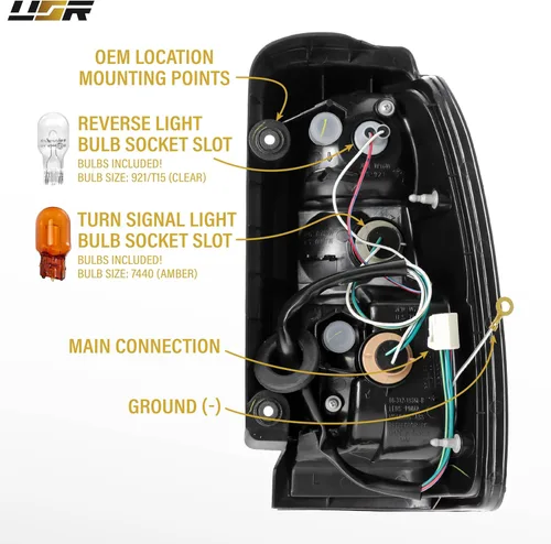 Vista 8 de USR UNIQUE STYLE RACING 96-02 VZN185/RZN180 - Juego de lámparas traseras (izquierda + derecha) compatible con Toyota 4Runner 1996-2002 de 3ª