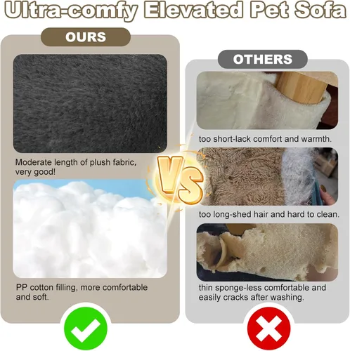 Vista 5 de FAMIDGE Sofá Cama Elevada para Gatos para Gatos de Interior - Sofá para Mascotas de Madera con Funda Gruesa Lavable Extraíble, Silla de Salón