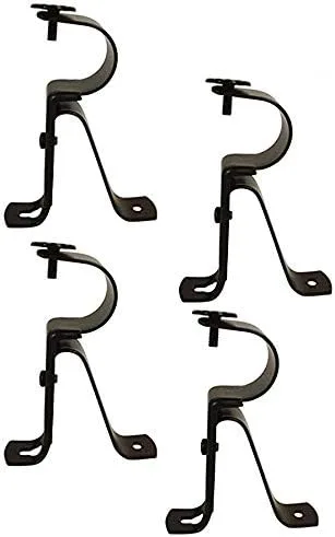 Vista 6 de Soportes para barra de cortina – Negro (juego de 2) – Ajustable