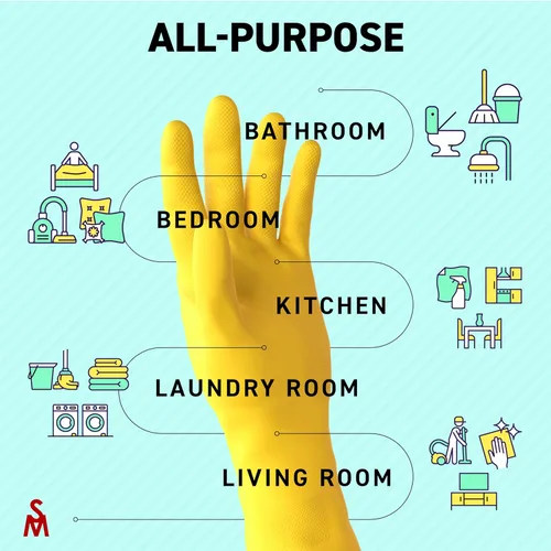 Vista 5 de SteadMax 3/6 Pairs Cleaning Gloves, Reusable Natural Rubber Dish Gloves, Non-Slip Gloves for Kitchen and Household