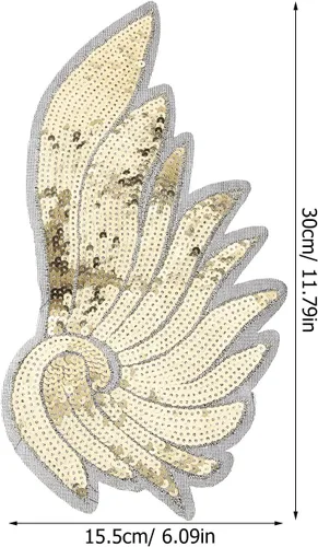 Vista 2 de SUPVOX Gold Sequin Embroidered Wing Applique Patch Pair for Clothing Sewing Supplies, Decorative Angel Plume Design Garment Decor for Jackets and