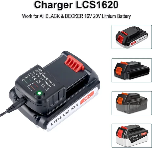 Vista 2 de Reemplazo del cargador de batería de iones de litio de 20 voltios para Black+Decker LCS1620 90590282 20V MAX Batería de iones de litio LBXR20