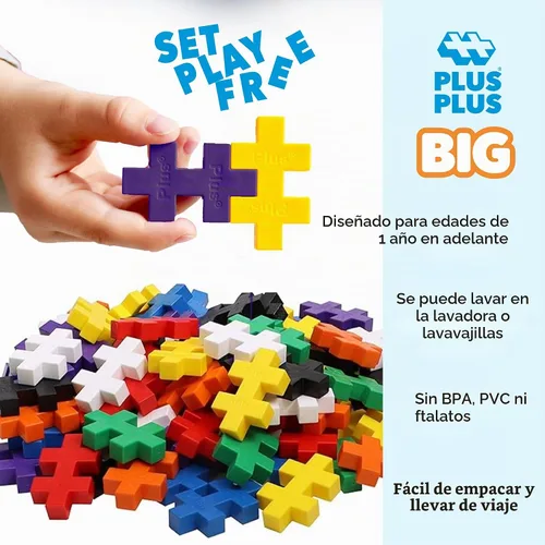 Vista 7 de PLUS PLUS Big 100 Piece, Basic Color Mix - Large Blocks for Toddlers Mezcla de colores básicos