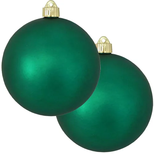 Vista 55 de Christmas By Krebs 6" (150mm) Purpurina Verde Esmeralda [2 Piezas] Esfera Extra Grande Sólida Super Grande de Plástico para Exteriores, Resistente