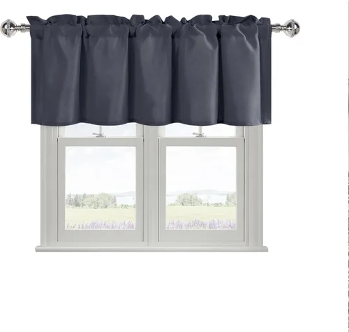 Vista 7 de DWCN Cenefa de cocina para ventanas, cortina de baño/sótano para tratamiento de ventanas, cortinas cortas de 18 pulgadas, 1 panel, 52 x 18 pulgadas
