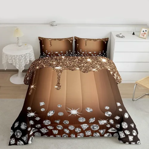 Vista 18 de Feelyou Coquette Bow Bedding Set Twin Size Leopared Bows Comforter Set for Kids Teens Adults Glitter Diamond Blue Duvet Quilt Cute Bowknot Room