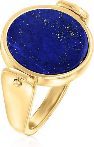 Vista 4 de Ross-Simons Anillo de ónix negro italiano y lapislázuli en oro de 18 quilates sobre ley, Piedra preciosa, lapislázuli