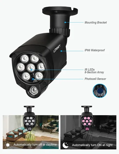 Vista 8 de LONNKY Iluminador LED IR gran angular 8-LEDs 90 grados 100ft IR luz de inundación infrarroja para cámaras de seguridad CCTV, cámara IP, cámara bala