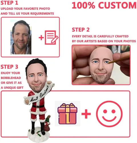 Vista 5 de Figuras de cabeza de bobble personalizadas, figuras de pesca para papá, figuras de cabeza de bobble hechas a mano, regalo de cumpleaños