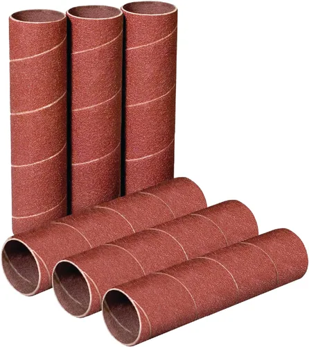 Vista 12 de Powertec 11210 - Mangas de lija de 4.5 pulgadas para lijadora de husillo, grano 120, papel de lija de óxido de aluminio de diámetro 1/2 pulgada