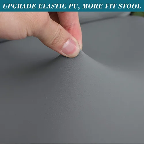 Vista 5 de Paquete de 2 fundas para taburetes de bar de poliuretano, impermeables, extraíbles, lavables, color gris, se adapta a taburetes redondos de 13 a 18
