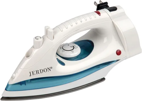 Vista 4 de Jerdon Plancha de hotel con cable retráctil, tamaño mediano, plancha de ropa negra, apagado automático doble, cable retráctil de 7 pies, 1200