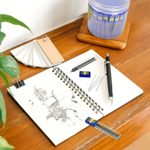 Vista 5 de Morepack Recambio de mina de 0.5 mm, 840 piezas de recambios de mina 0.5 mm para lápiz mecánico, 0.5 mm HB, recambios de lápiz mecánico resistentes